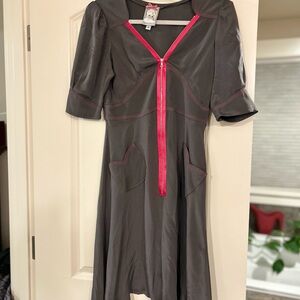 Vintage Yoana Baraschi Gray Dress with Pink Accents size 6 small
